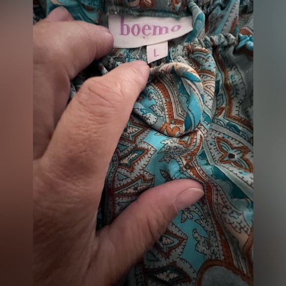 Anthropologie Boemo set cropped top pants large dress boho Bohemia green NWT - Picture 4 of 5